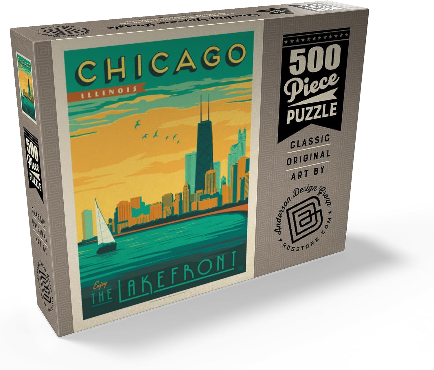 MyPuzzle Chicago: Lakefront, Vintage Poster - Premium 500 Piece Jigsaw Puzzle for Adults