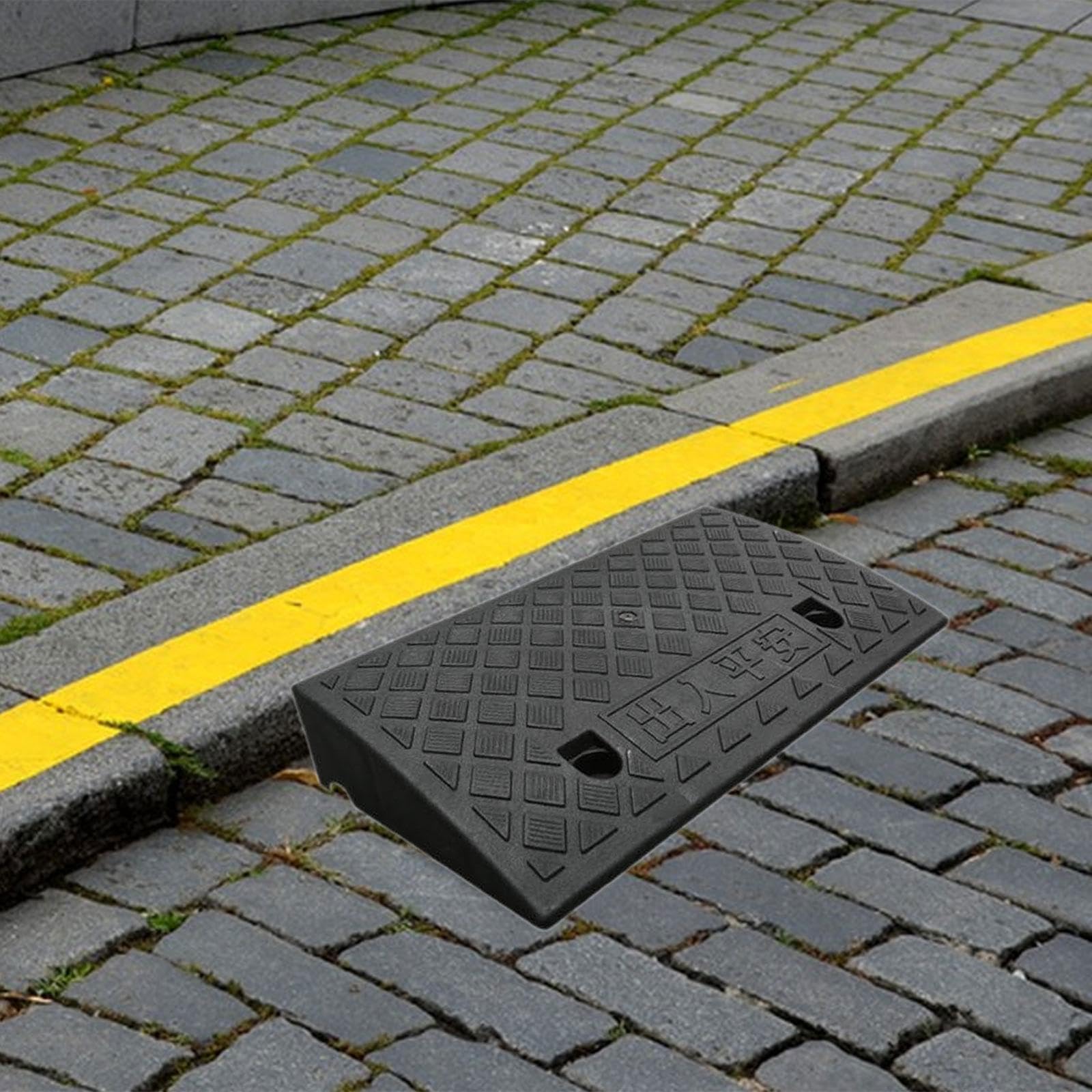 Rampa de Bordillo Portátil Y Fácil de Usar, Cojín Triangular para Subir Terraplenes de Carreteras para Mover Carretillas Y Cortadoras de Césped, Negro 50cmx27cmx9cm
