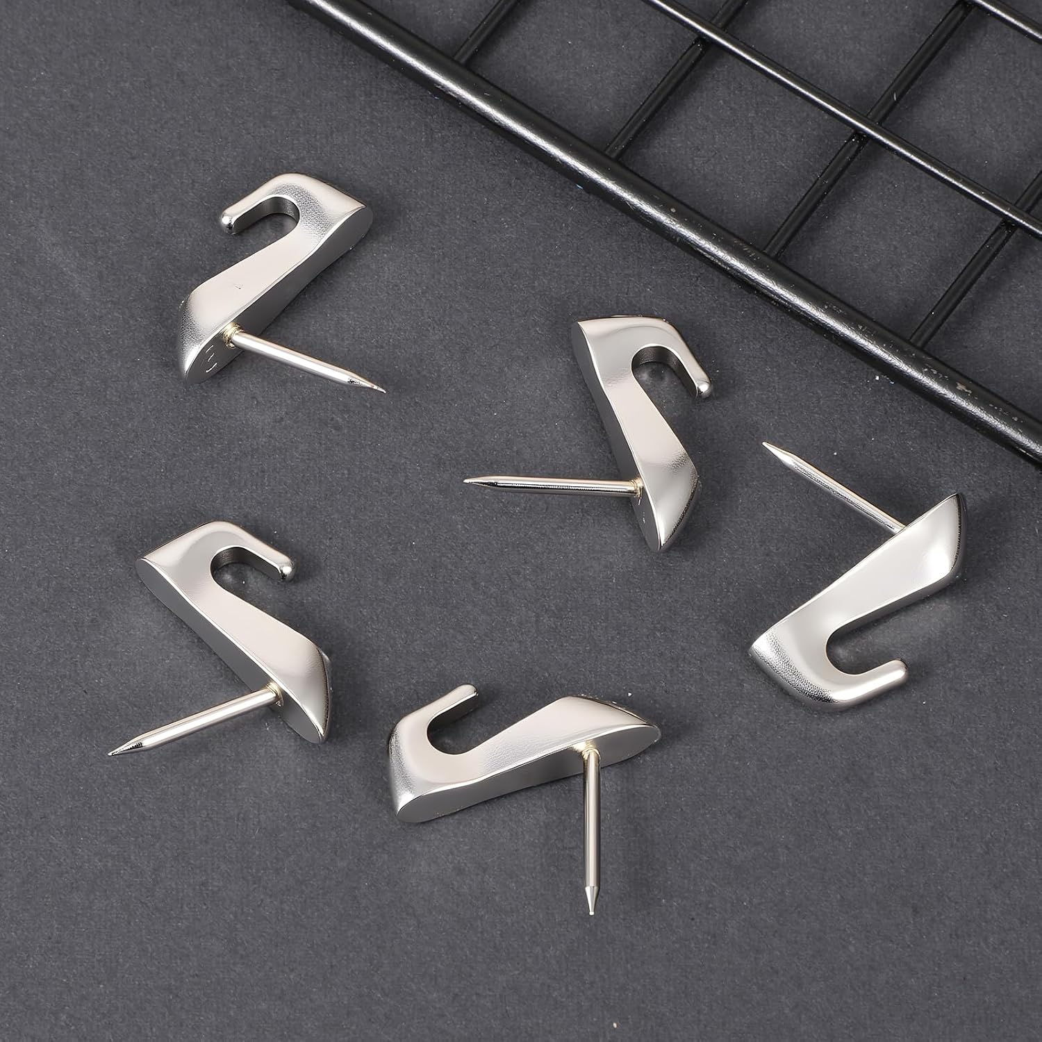 20 Lbs Pin Hooks, Metal Push Pin Hangers Zinc Alloy Thumb Tacks Hanging Hooks with Nails Thumbtacks for Wall Hanger, Picture Hanging Nails for Home Office Wooden or Fabric Wall (Silver)