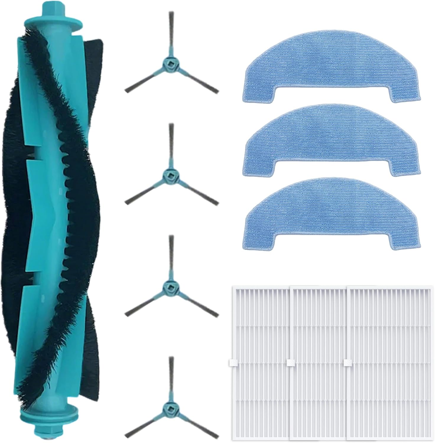 Replacement Parts for BPMIO B15 / B15 Plus Robot Vacuum Accessories 1 Main Brush 4 Side Brush 3 HEPA Filter 3 Mop Pad