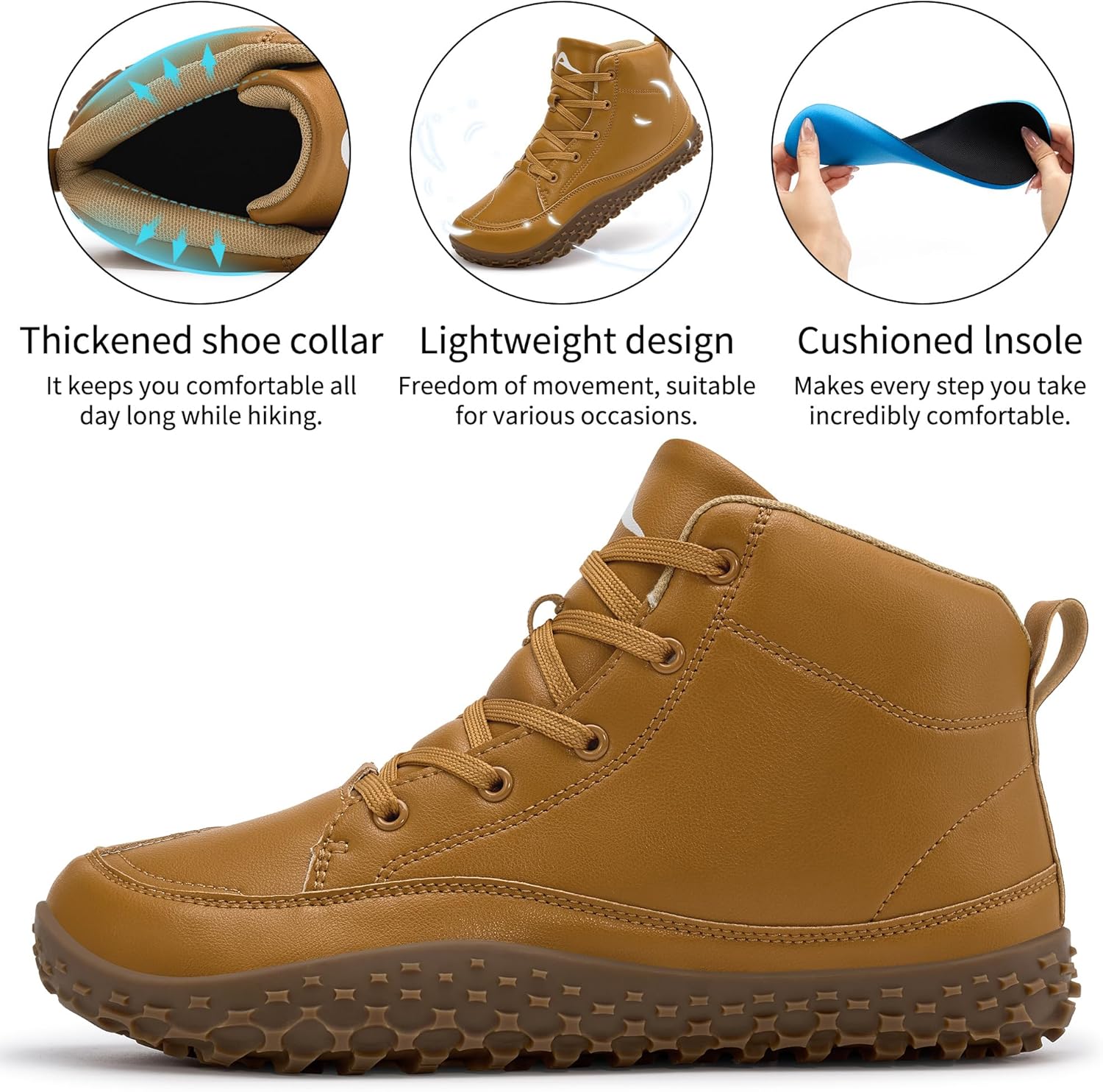 HARENCE Mens Wide Toe Barefoot Boots with Zero Drop Sole for Outdoor Camping Hiking Walking Non-Slip Waterproof - Image 5