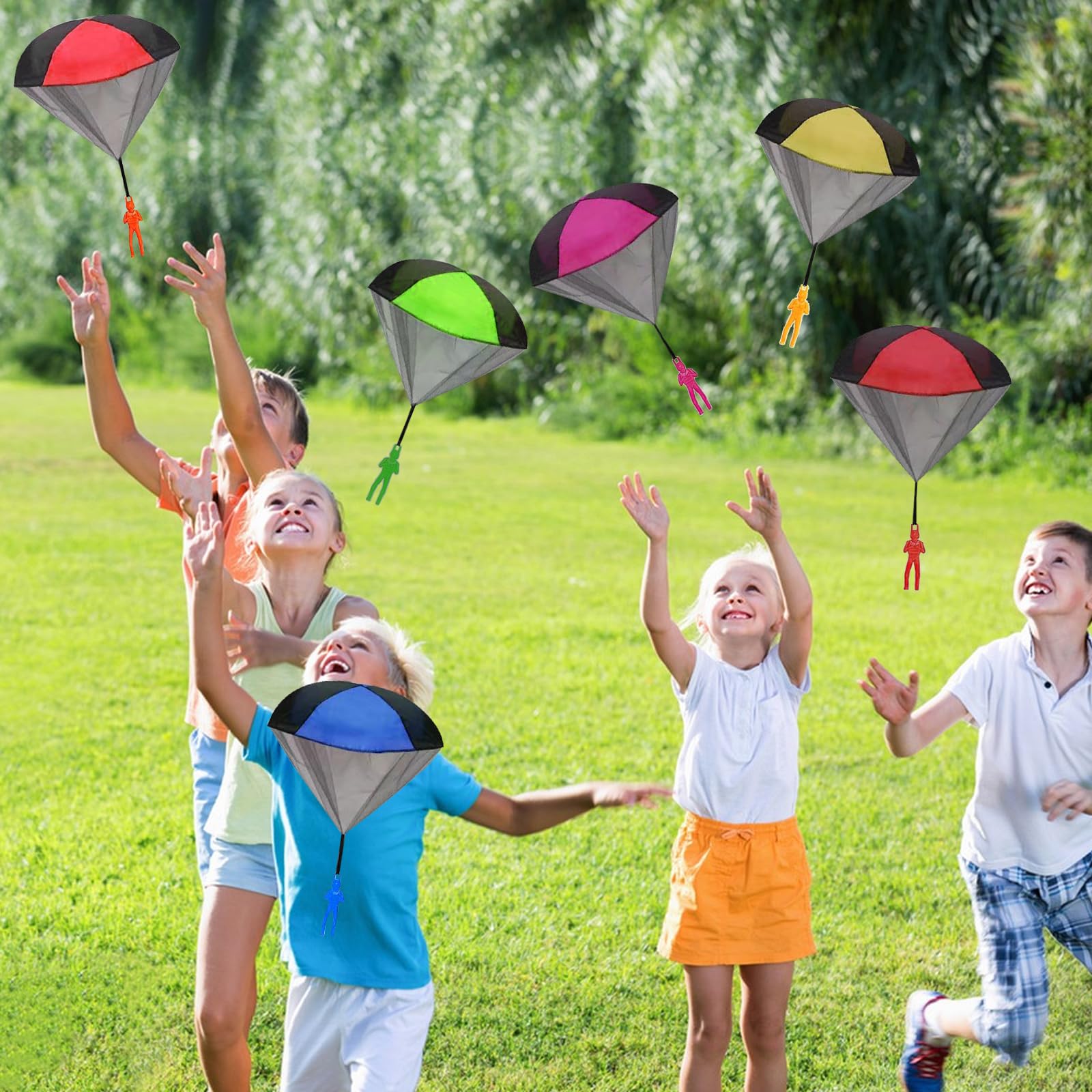 Fallschirmspringer Spielzeug 6 Stück Fallschirm Camping Spielzeug Kinder Draußen Garten Spielzeug Mini Fallschirmspringer Outdoor Flugspielzeug Fallschirm Draußen Fallschirm Wurfspiel