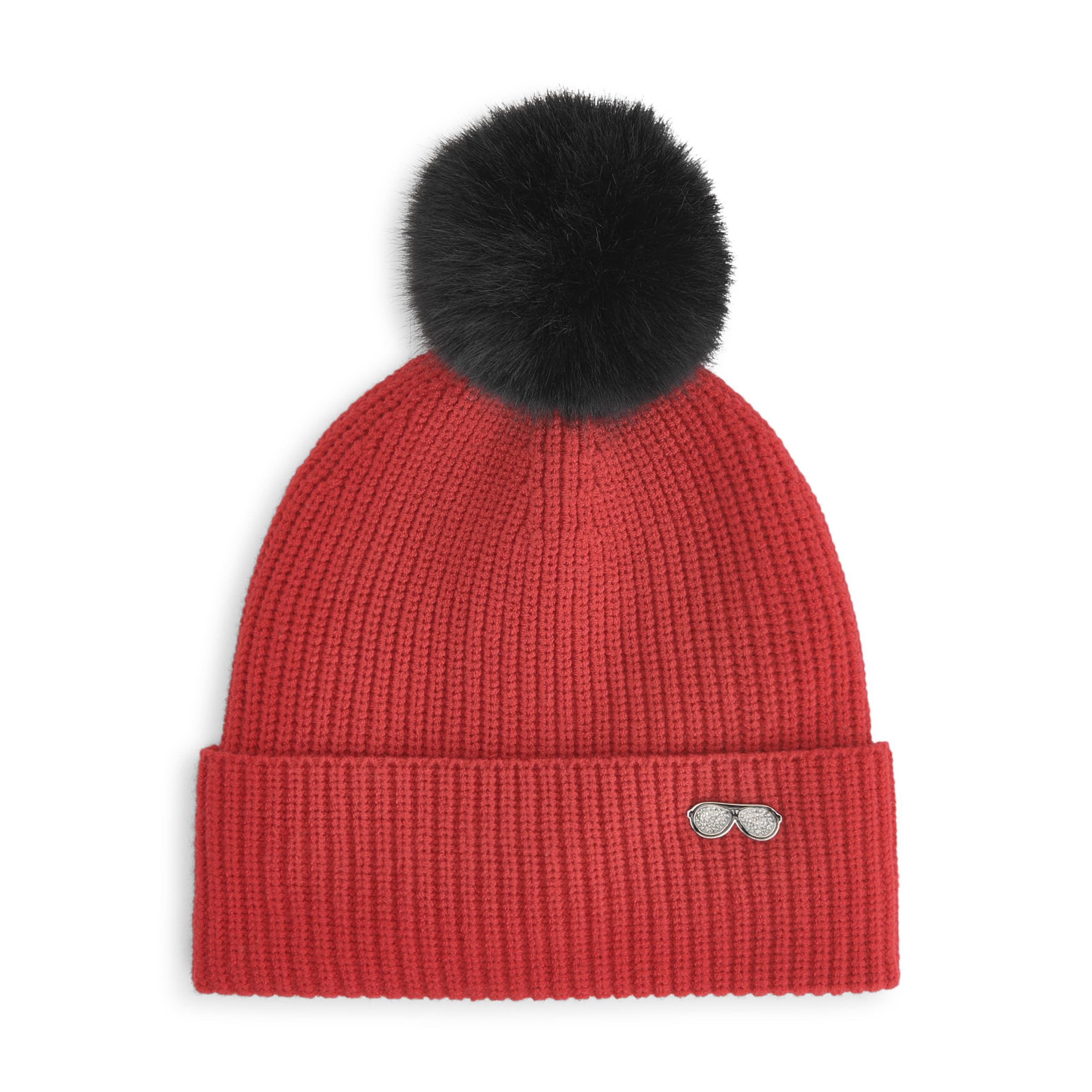 Karl Lagerfeld Paris Damska czapka z daszkiem prążkowane okulary przeciwsłoneczne Pin HatBeanie, Karmazynowy, rozmiar uniwersalny