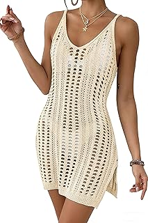 Damen Häkeln Badeanzüge Cover Ups Seitenschlitz Strandurlaub Bikini Strand Bademode Kleid