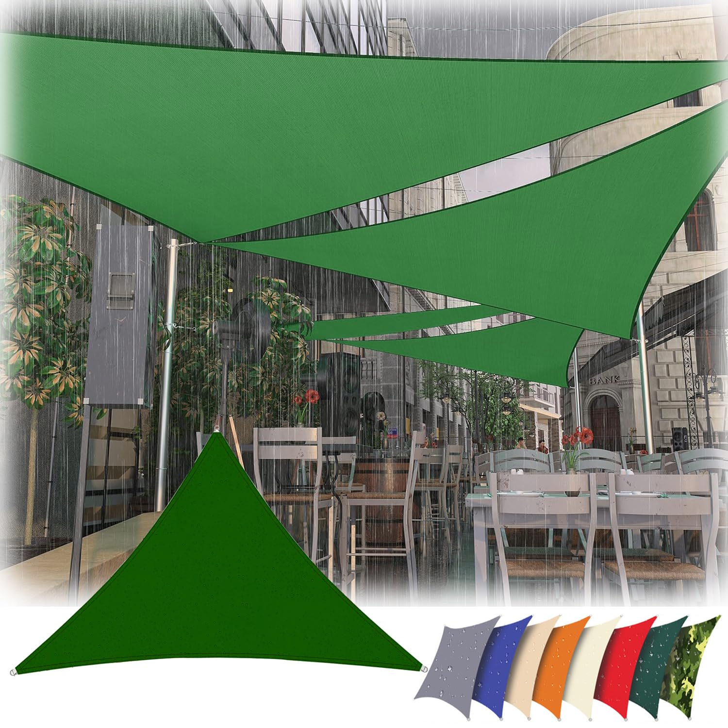 markise 12 meter m dreieckige wasserdichte Markise, 95 % UV-Schutz, Sonnendach mit Spannseilen für den Außenbereich, Terrasse, Balkon, Garten, langlebig, grün, Sonnenschutz Sonstiges hide_fsc_wood Model Family:Cannondale R3000 markise auto dachreling CROSSCAMP