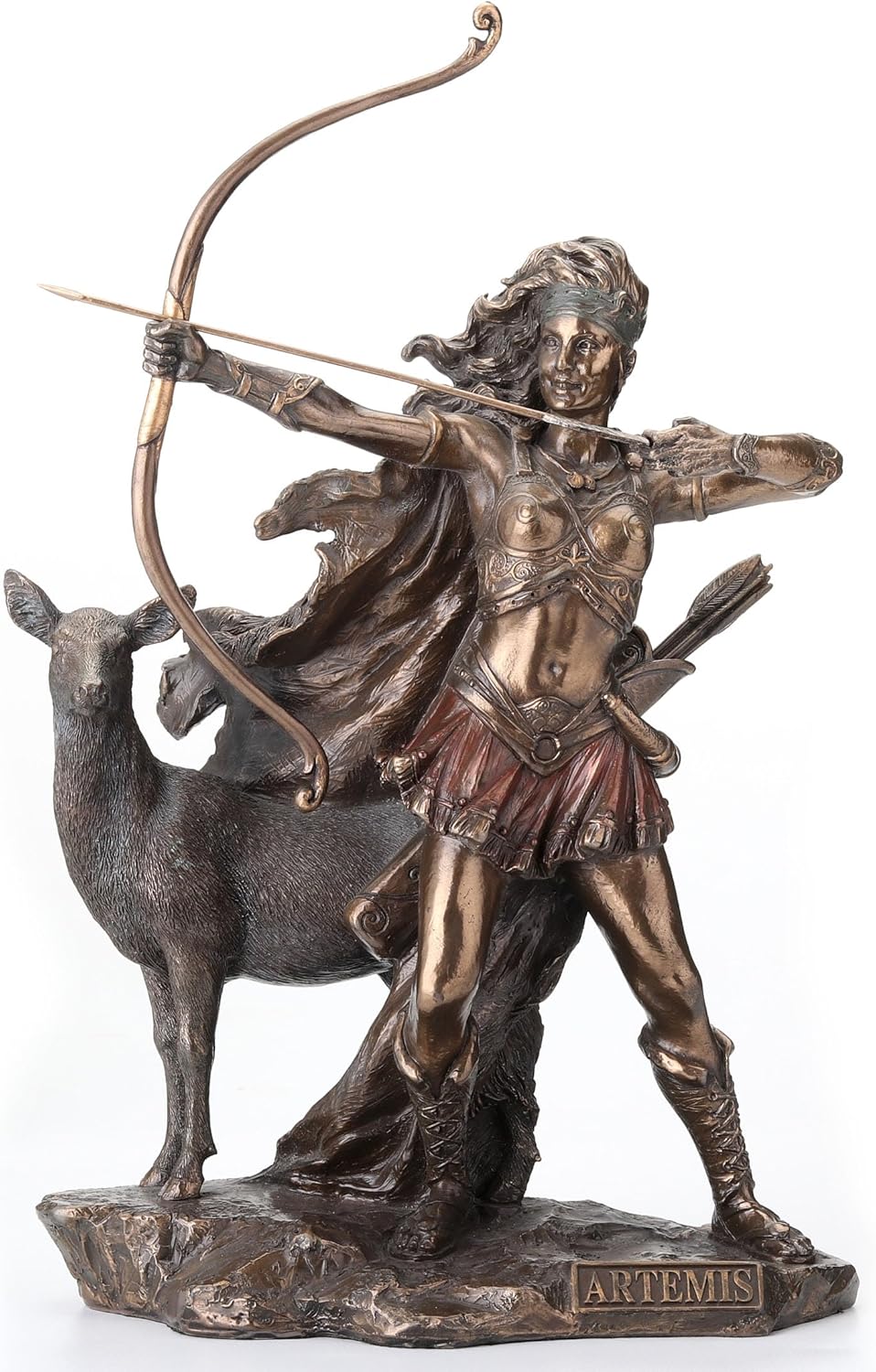 Veronese Design 12 1/4 Inch Artemis Goddess of Hunt and Wilderness Cold Cast Resin Greek Statue Bronze Finish Sculpture