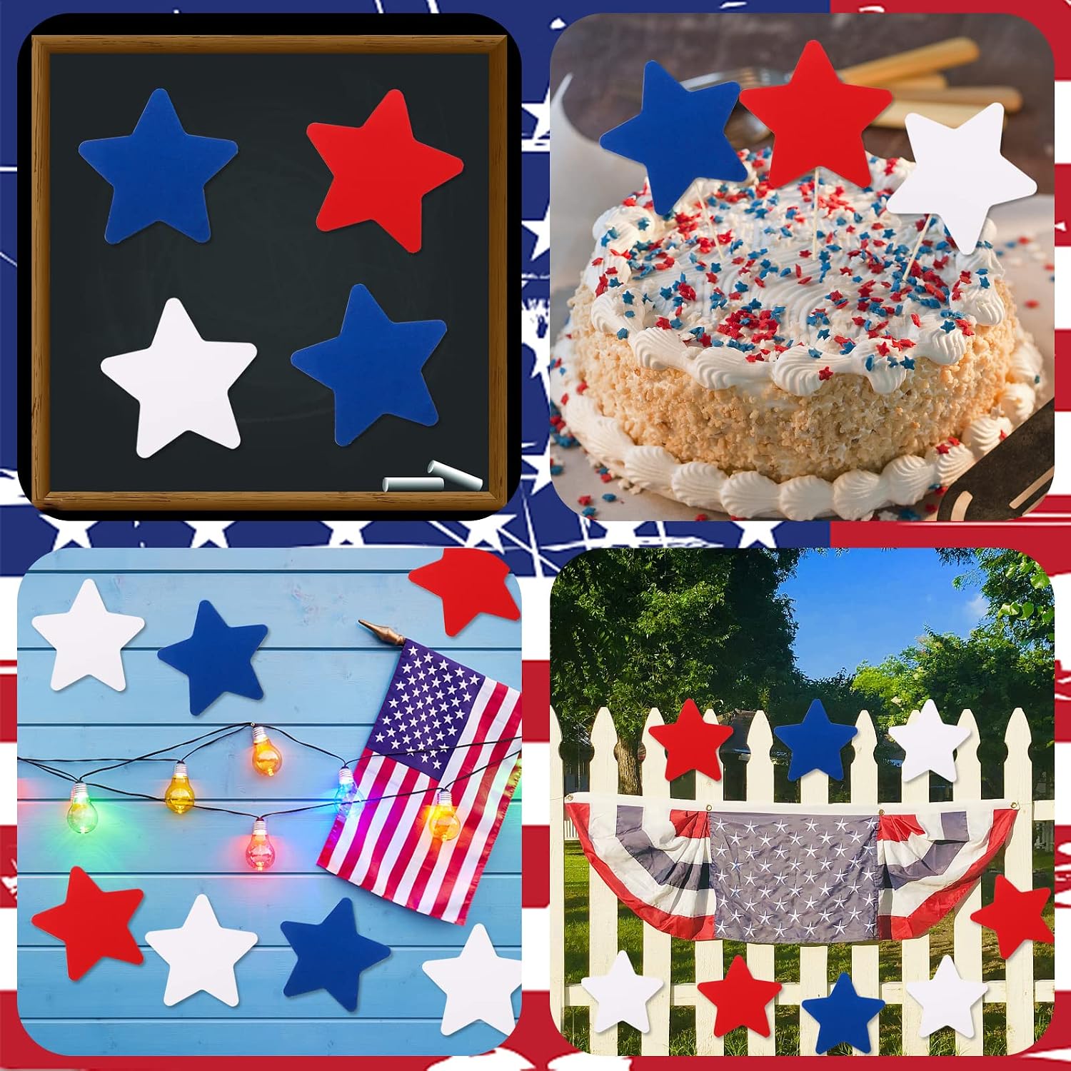 360 Pcs Patriotic Star Cutouts Paper Stars 4th of July Star Cut Outs Independence Day Star Shapes Die-Cuts for Memorial Day Bulletin Board Home Office School Party Decor DIY Craft, Red White Blue