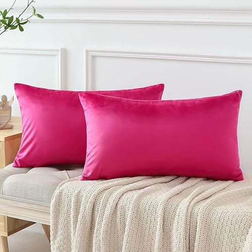 Miniatura 8 de OTOSTAR Paquete de 2 fundas de almohada decorativas de terciopelo suave y sólido de 16 x 24 pulgadas, fundas de almohada lumbares, fundas de