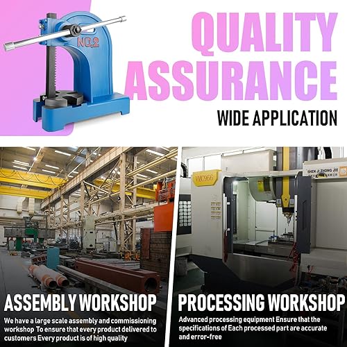 Miniatura 7 de Manual Arbor Press, Desktop Arbor Press Tool 2 Ton, 8.5" Maximum Height, 57 lbs Weight Cast Iron Heavy-duty Manual Press for Forming, Stretching,