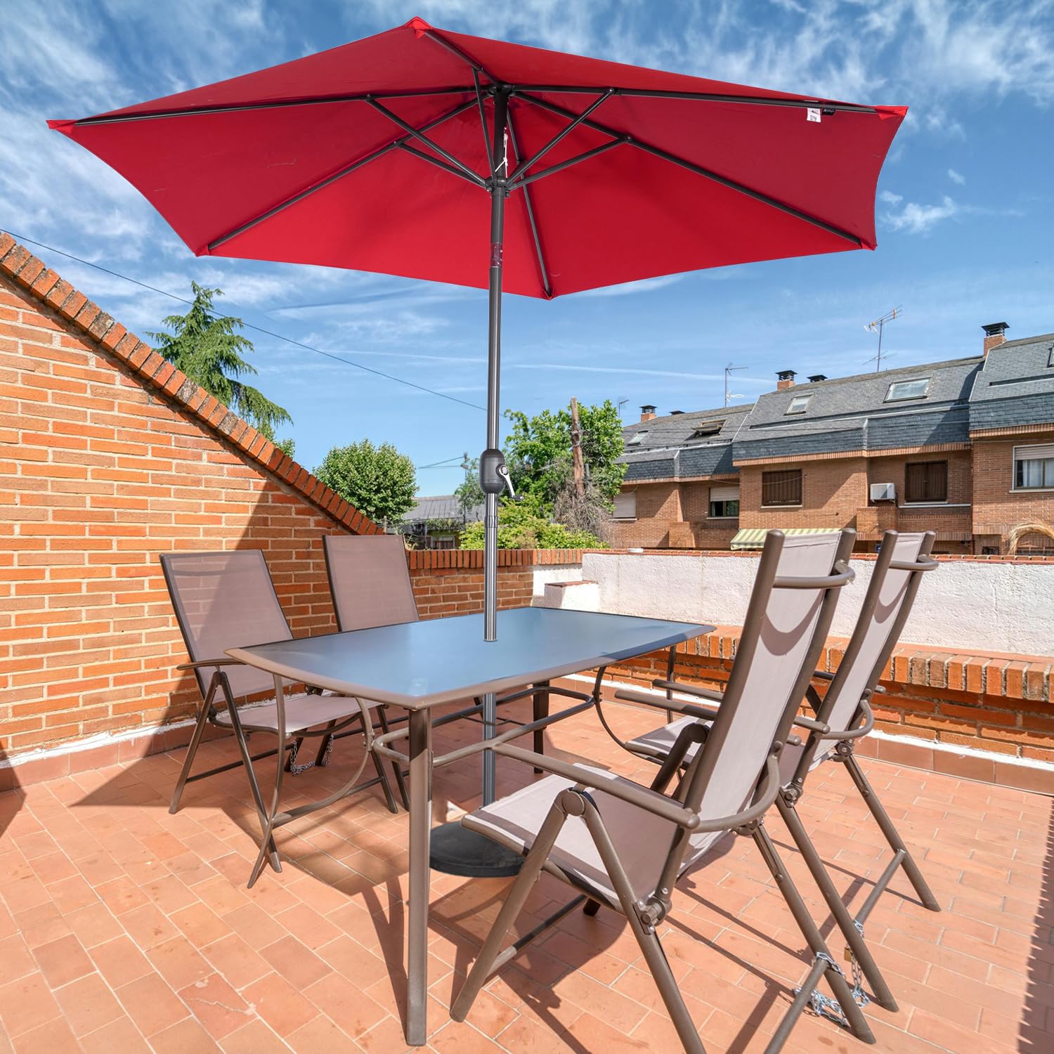 Angel Living 270cm Parasol Manivelle Inclinable Parasol de Jardin, Empêche de La Lumière Solaire Directe et Anti-ultraviolet, Parasol pour Patio et Jardin, Toile pour Balcon Patio Terras