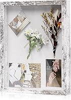 Vista 42 de Muzilife Marco de Fotos Shadow Box de 11x14 pulgadas con Tablero de Lino - Madera Profunda y Vidrio Templado, Estuche Rústico de Exhibición Listo