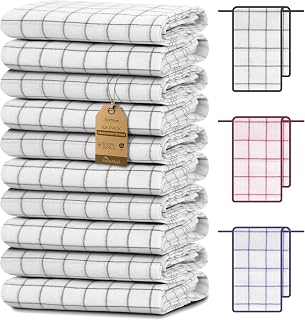 NatureMark 10er Set Geschirrtücher 50x70 cm – 100% Baumwolle, saugfähig & strapazierfähig – Geschirrtücher und Küchentücher für Haushalt und professionelle Küchen, inklusive E-Book, Farbe: Anthrazit