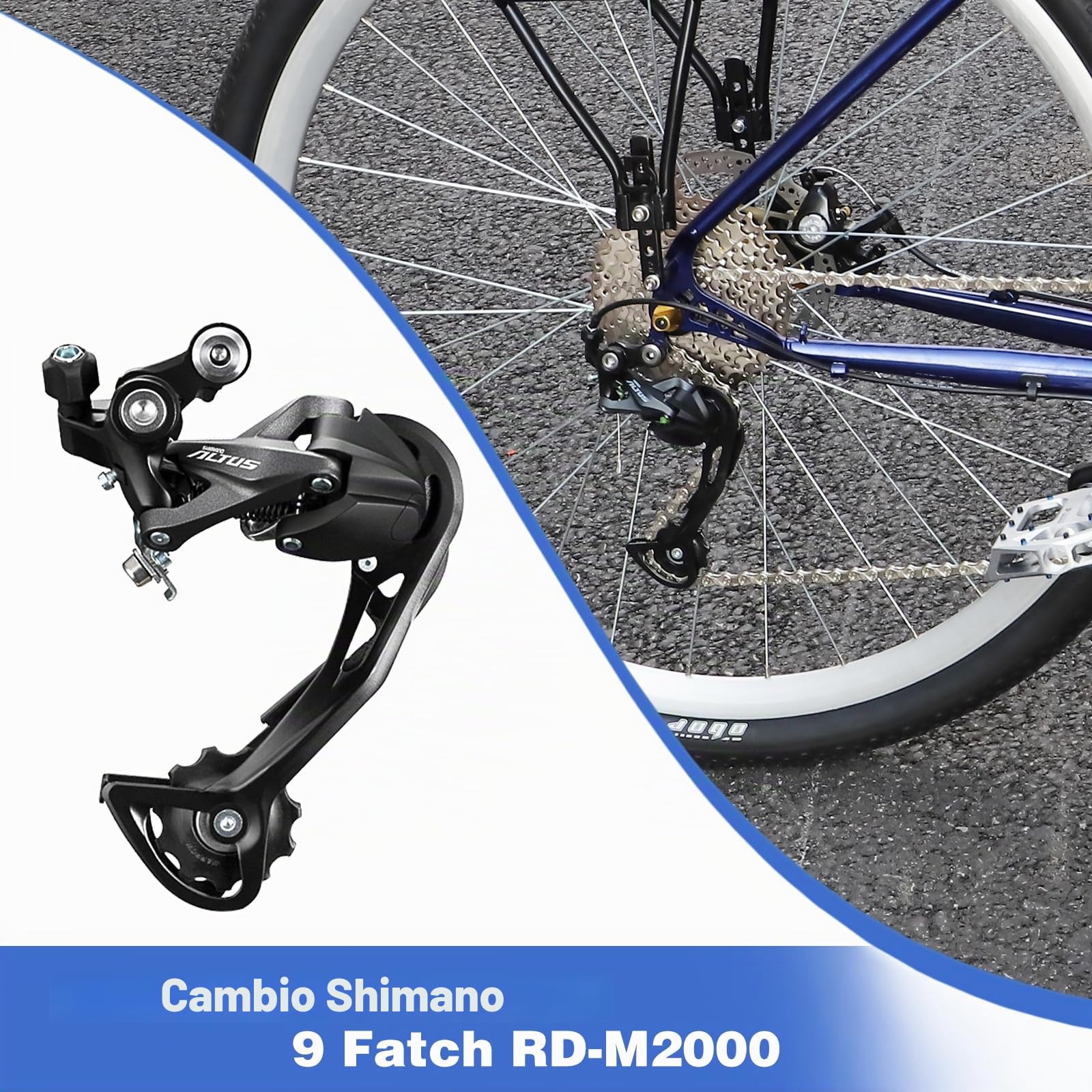 ZUKKA Desviadores de 9 velocidades Cambio Trasero de Bicicleta RD-M2000 Montaje Directo 9 Velocidades para Bicicleta Montaña