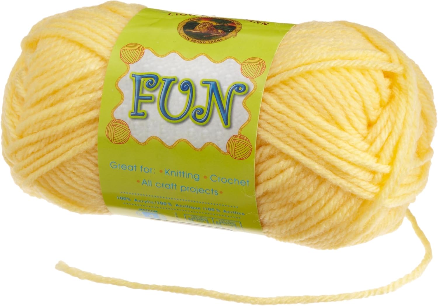 Lion Brand Yarn 99157P Fun Yarn, Light Yellow