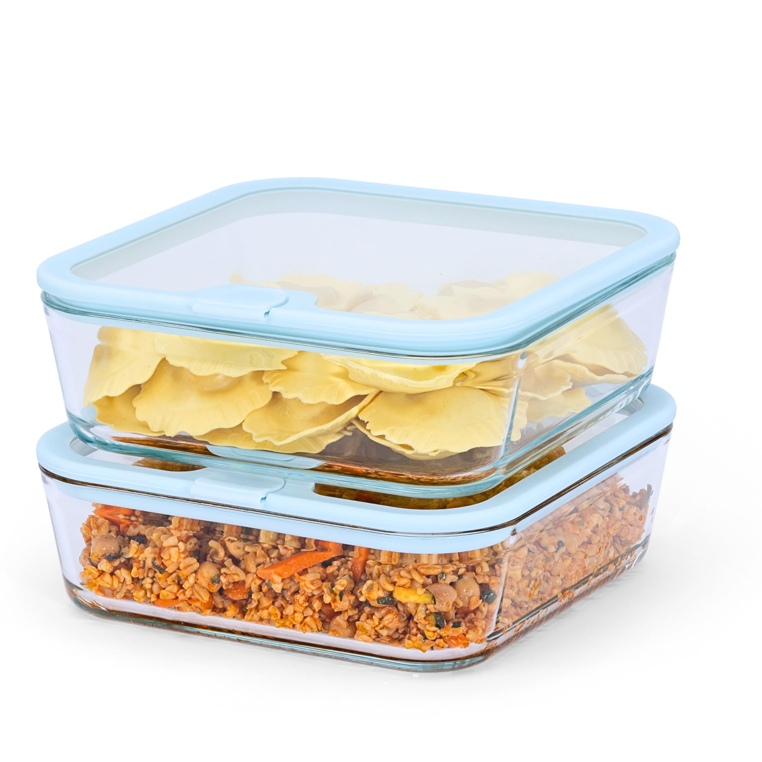 Econovo Barattoli salvafreschezza in vetro XL, 1500 ml, set da 2 pezzi, adatti al forno