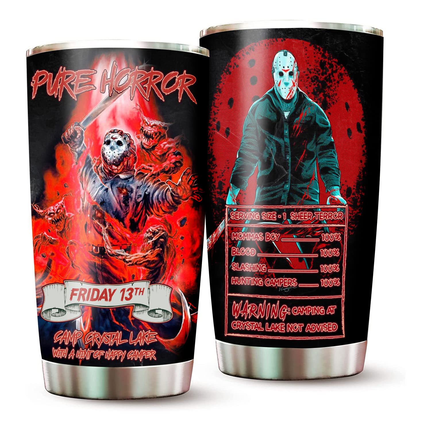 The Garnish Gripper Horror Tumbler 20oz Insulated Steel Cup with Lid BPA Free, Travel Mug | Dark Horror Design | Gift Winter Christmas, Halloween for