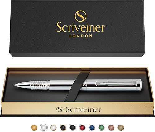 Miniatura 83 de Scriveiner Green Rollerball EDC Luxury Pen, Stunning Pocket Pen with Chrome Finish, Cool Writing Pen, Best Gift for Men & Women, German Schmidt