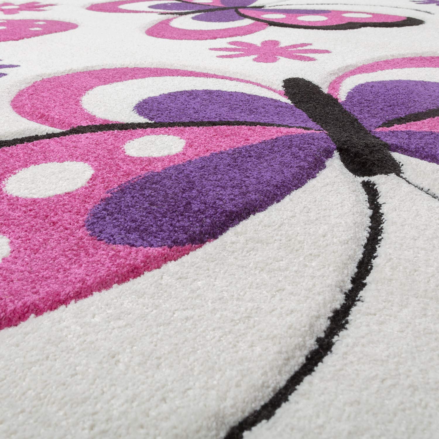 Vloerkleden paarse bloem vlinder 140 x 200 cm woonkamer tapijt zacht