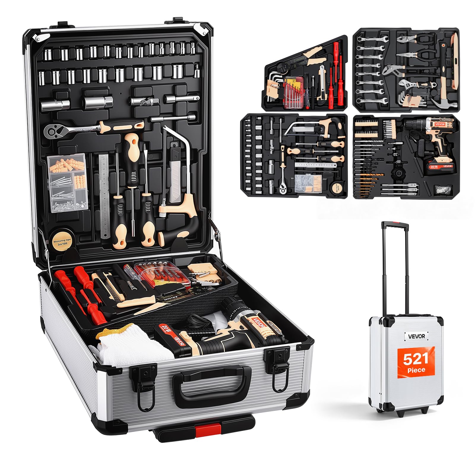 VEVOR 450 PCS Mechanic Tool Set - Socket & Wrench Kit -10