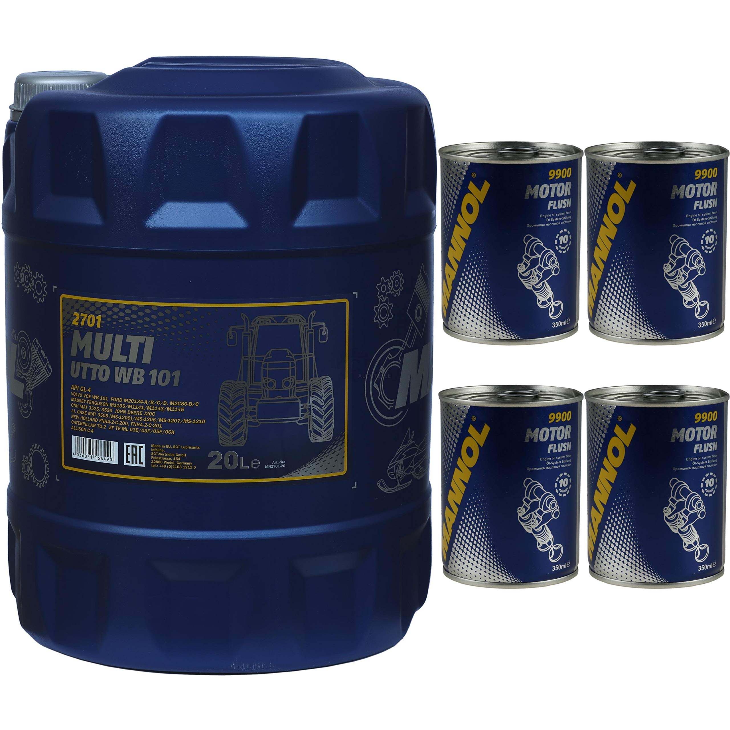 Huile de moteur MANNOL Original Multi UTTO WB 101 API GL-4 pour machines agricoles Motor Flush, 20 L