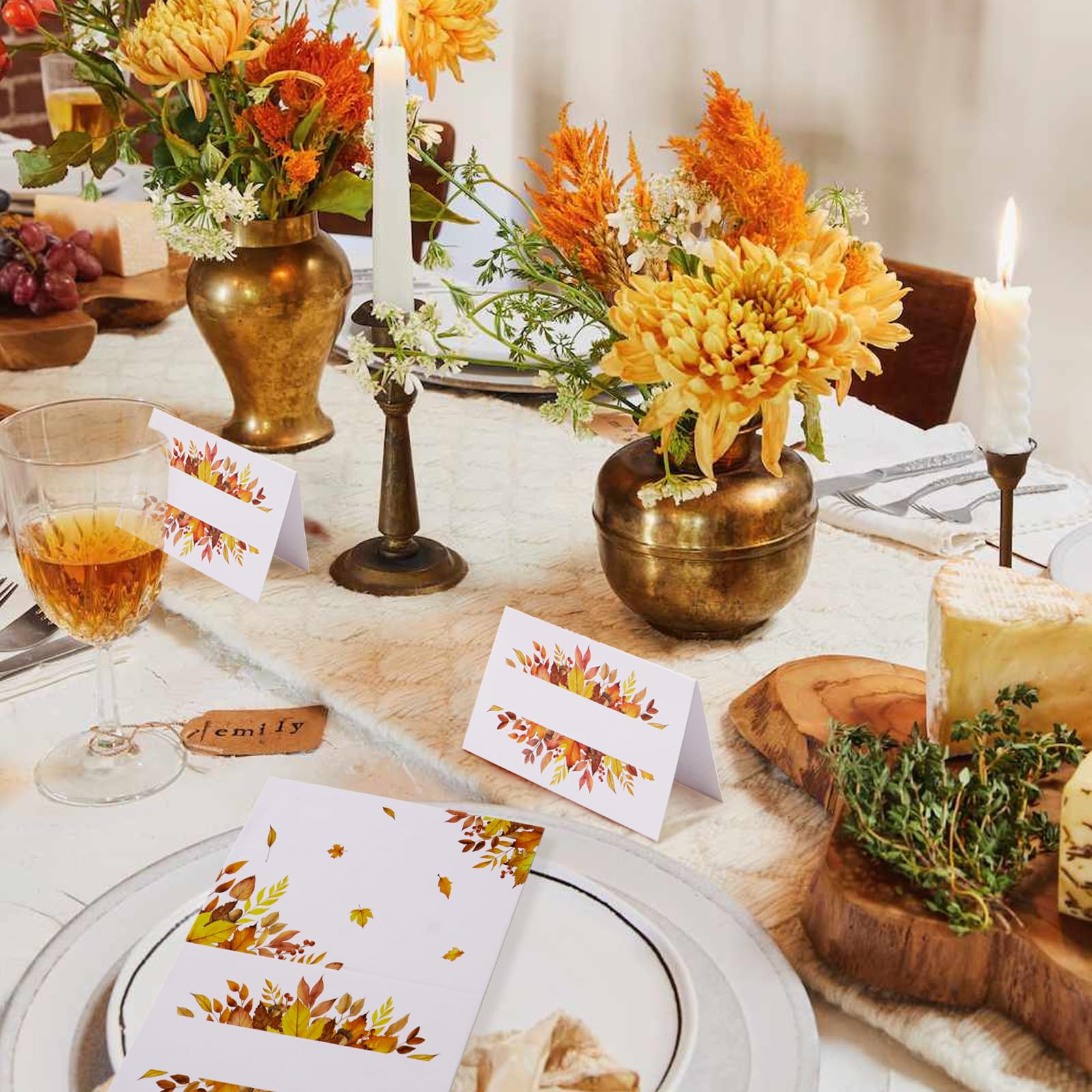 50 Tischkarten Mit Orchideenmuster – Weiß, Vorgefaltet, Für Hochzeit, Geburtstag, Taufe & Feiern