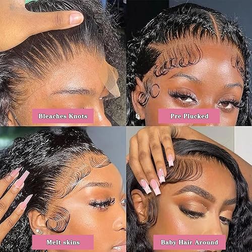 Miniatura 5 de Pelucas de cabello humano ondulado con encaje frontal de 32 pulgadas, prearrancado, densidad del 180%, 13x4, HD, transparente, encaje frontal,