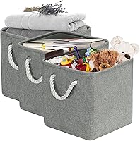 Vista 1 de Cesta de almacenamiento para organizar, contenedores organizadores plegables de tela grande con asa para estantes, juguetes, armario, ropa