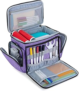 LUXJA Carrying Bag Compatible with Cricut Joy, Carrying Case Compatible with Cricut Joy and Tool Set, Tote Compatible with Cricut Joy (with Supplies Storage Sections), Purple (gray lining)