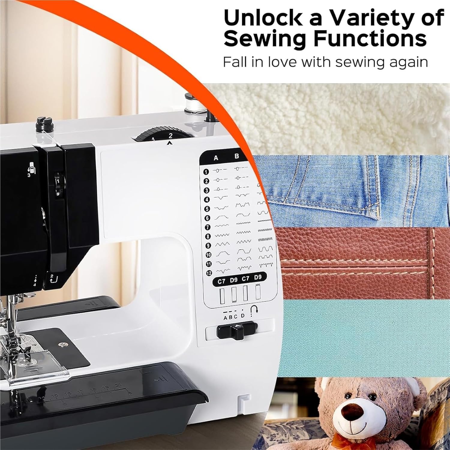 Portable Sewing Machine, Multifunctional Machine for Home Use, Suitable for Beginners and Advanced Users, with Stitching Function