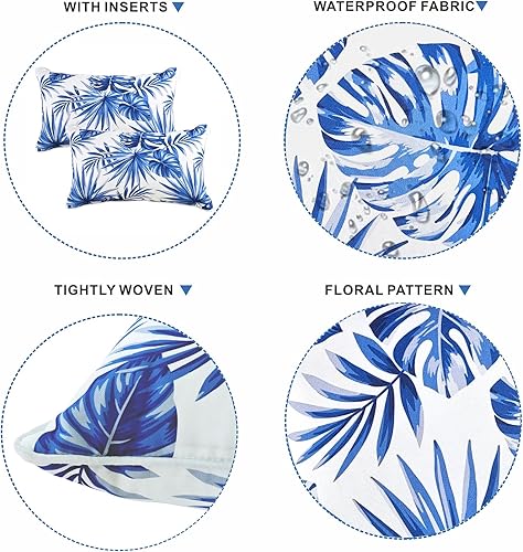 Miniatura 6 de JMKaixin Juego de 2 almohadas lumbares para patio, 12 x 20 pulgadas, resistentes a la decoloración, impermeables, para exteriores, con interiores,