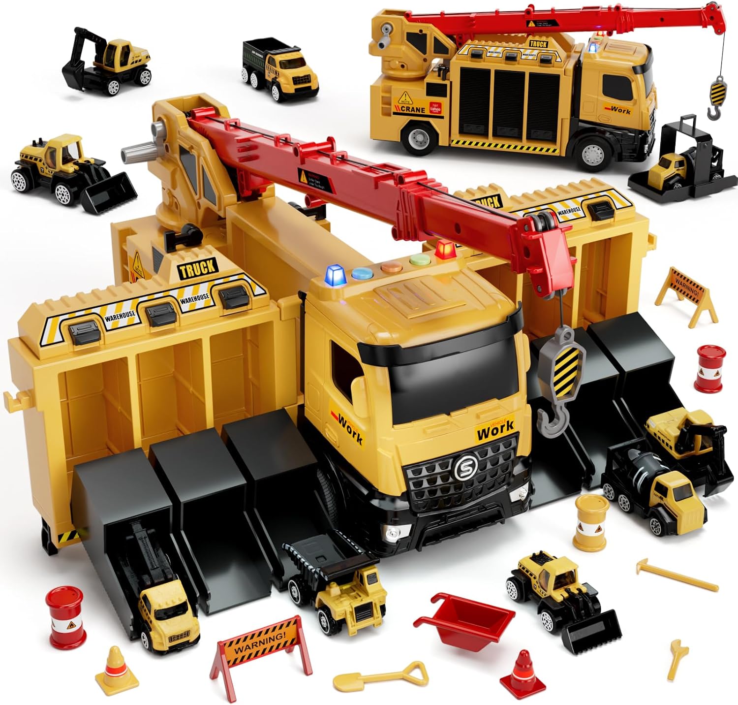 Lehoo Castle Construction Crane Truck Toys for Boys 3 4 5 Year Old