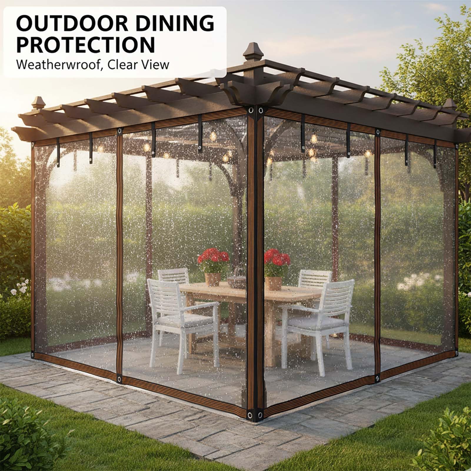 C Wasserdichte Abdeckplane, strapazierfähig, transparent, mit Ösen, ideal für den Außenbereich, schützt vor Wasser, Staub und allen Wetterelementen, perfekt für Unterschlupf und Camping.