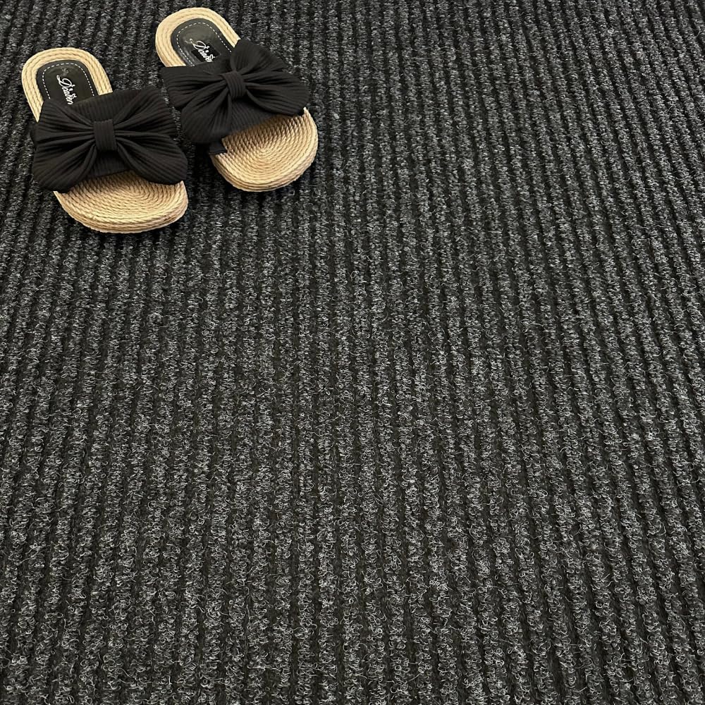FloorPro Entrance Doorway Matting - Anthracite Ribbed Fibres, Heavy Duty Mat - Ideal for Hallway, Foyer, Lobby Reception, Door Mat - Roll (2 Metre Length x (1m Width))