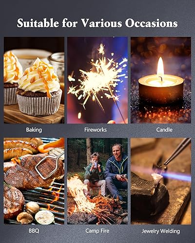 Miniatura 8 de Encendedor de antorcha, ajustable de 4 chorros, recargable de combustible de butano, a prueba de viento, mini antorcha de butano para parrilla,