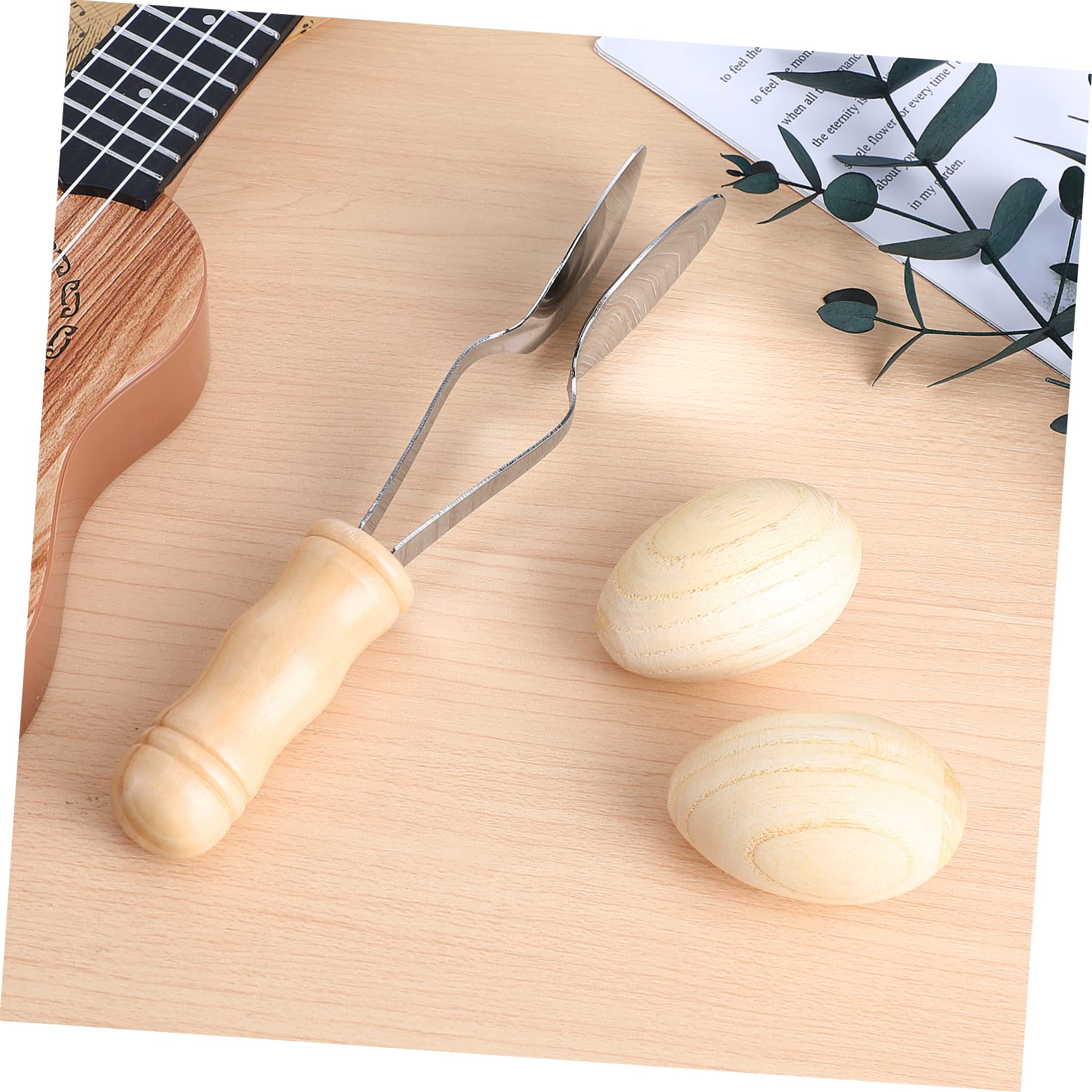 Holibanna 1Set Musical Spoon with Wood Handle Metal Clapper Includes Egg Folk Percussion Instruments for Parties Weddings and Performances Traditional Music Instruments