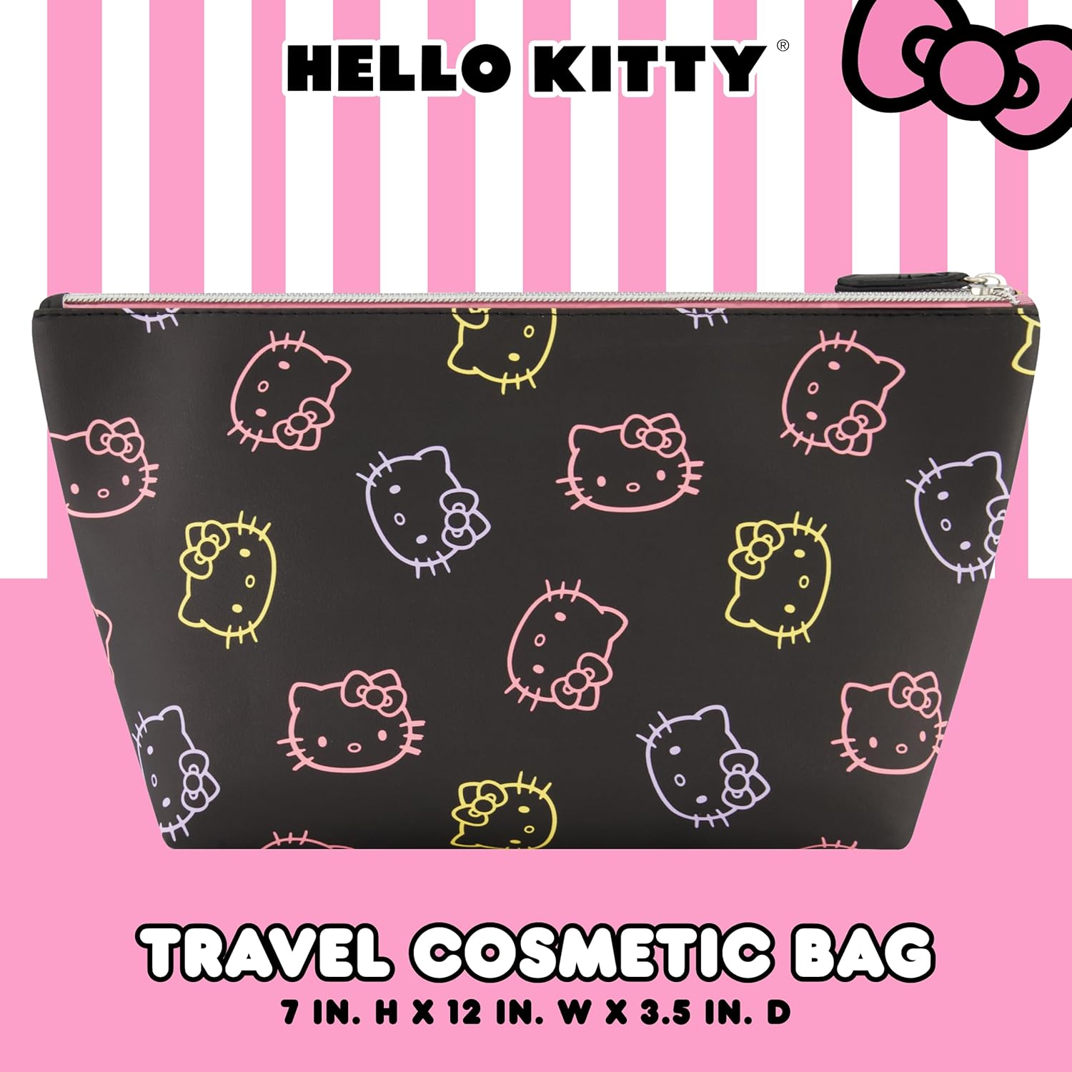Hello Kitty Travel Makeup Bag, Trapezoid Cosmetic Organizer Pouch for Women - Image 2