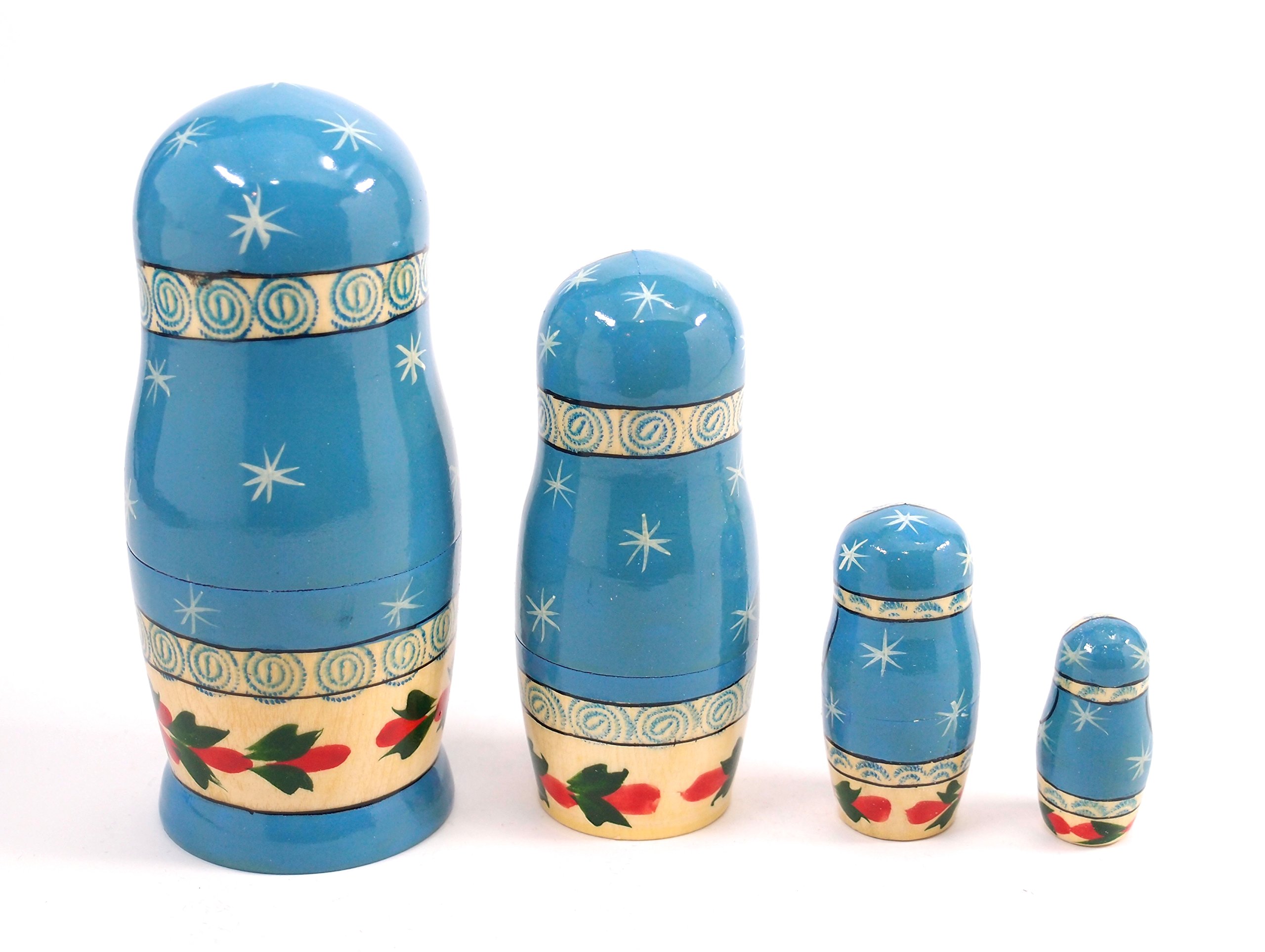 Amazon | セミョーノフ産 雪娘 マトリョーシカ 4個組 (13cm × 5cm