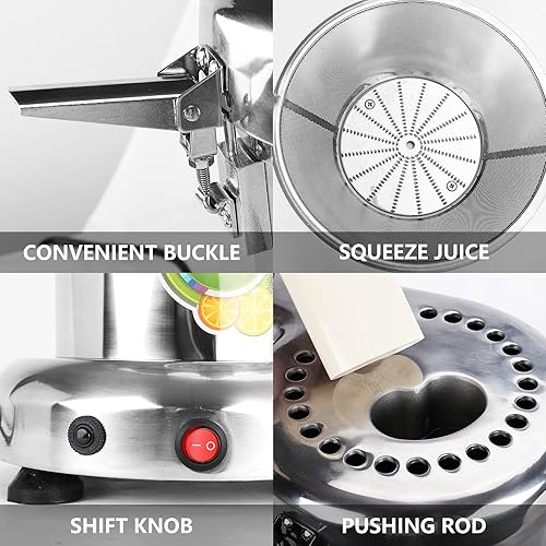 Miniatura 6 de Máquina comercial del exprimidor, extractor eléctrico del jugo del acero inoxidable 110V 370W fabricante de jugo resistente para frutas y verduras