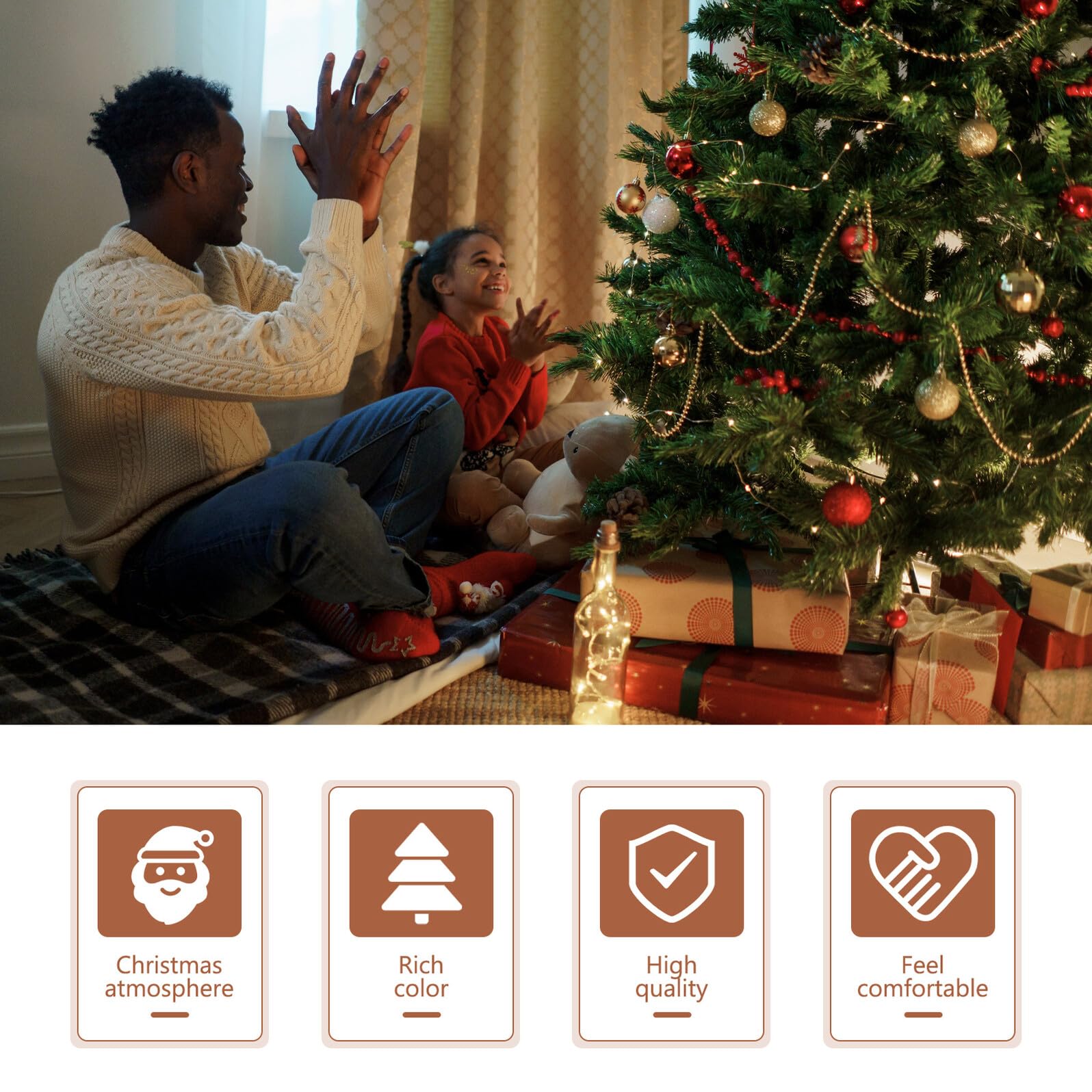 POPETPOP Catena di Perline Natalizie da 8m in Abs per Decorazioni Festive da Interno, Confezione da 3 Pezzi per Atmosfera Accogliente a Feste e Festività