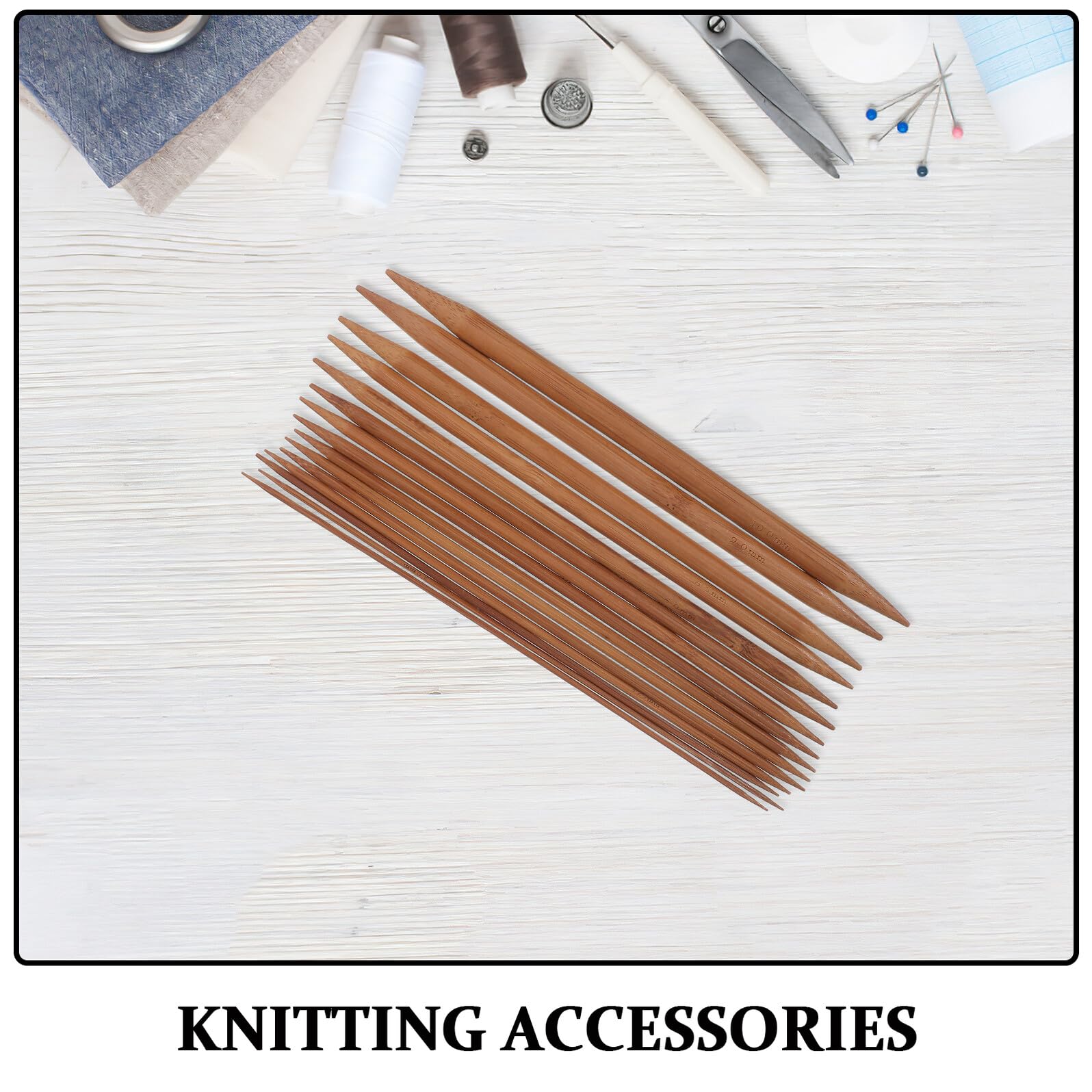 GARIOUANS Juego de 150 Agujas de Tejer de Doble Punta de 20 Cm, de Madera de Bambú Carbonizada, Set Completo para Suéteres y Proyectos de Tejido Manual, Kit Versátil para