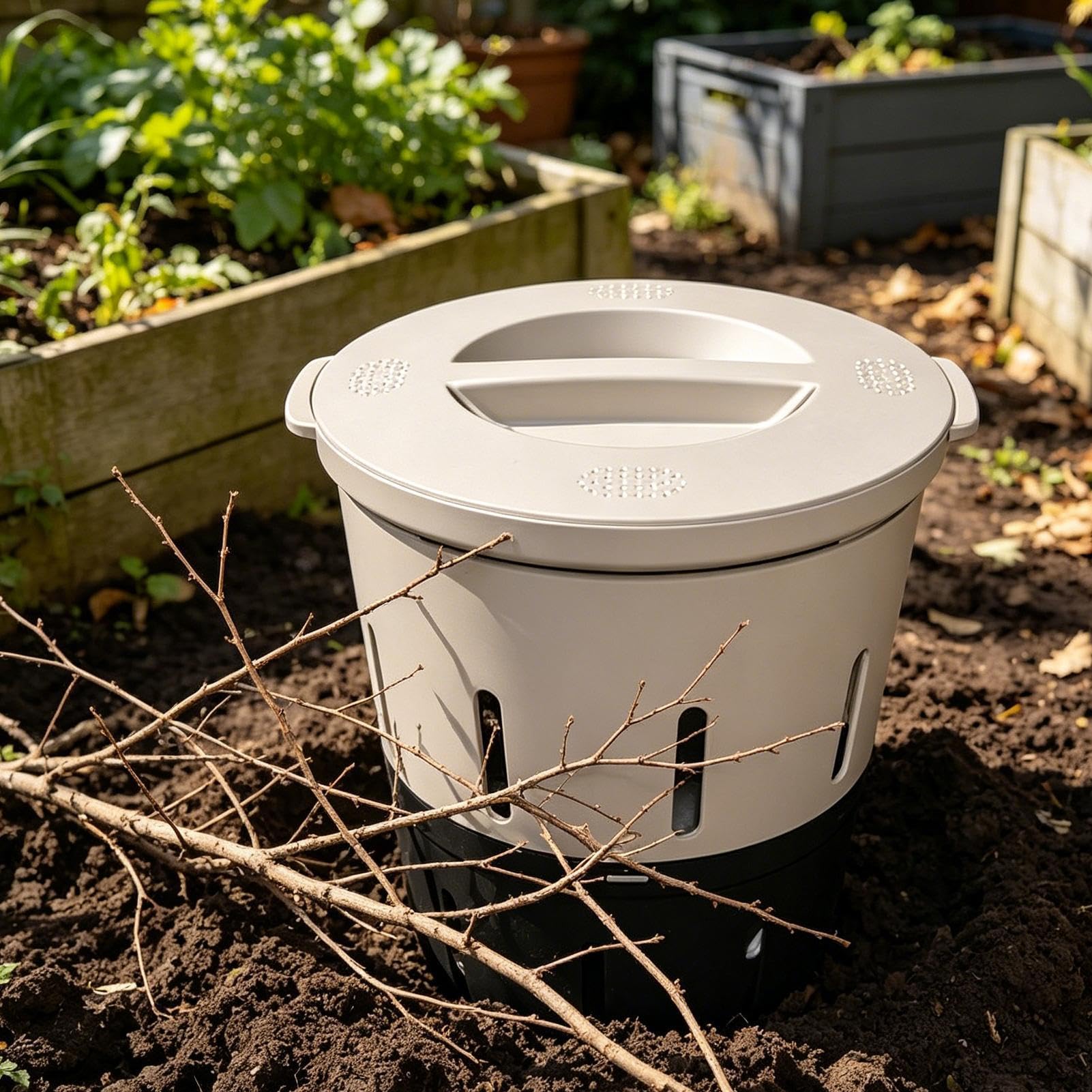 Compostiera Interrata Compostatore Esterno da 12,5 Litri | per Lombricompostaggio per Giardinieri Proprietari Coltivatori Principianti Progetti Scolastici e