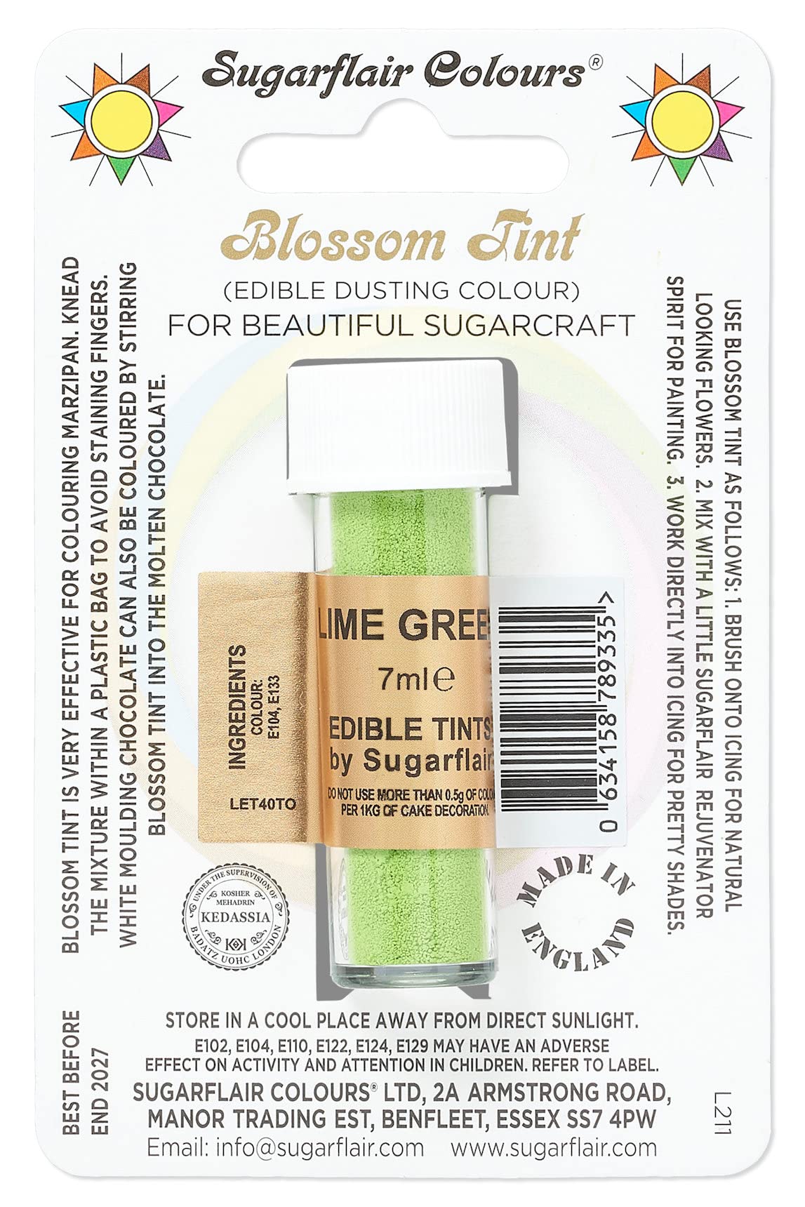 Sugarflair LIME GREEN Blossom Tint Edible Food Colouring Colour Dust Powder