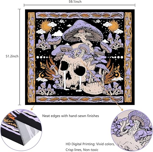 Miniatura 7 de Uspring Ventas de paquetes de tapiz de hongos y calavera de luz negra