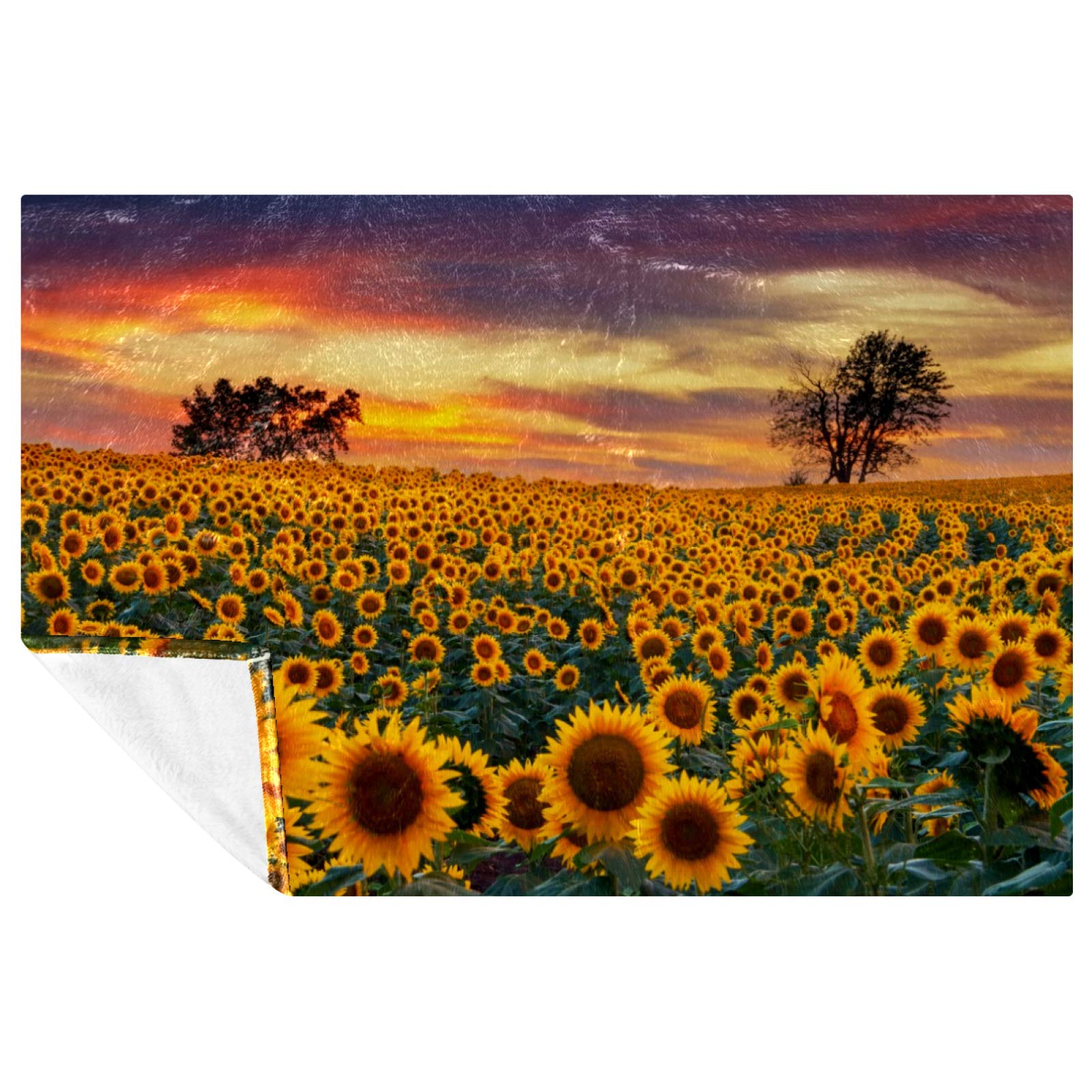 Couverture douce motif tournesol pour vos soirées canapé et sorties nature