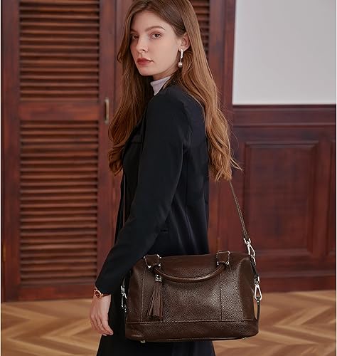 Miniatura 2 de Heshe - Bolsa de hombro de piel para mujer, con asa superior, bolsa cruzada