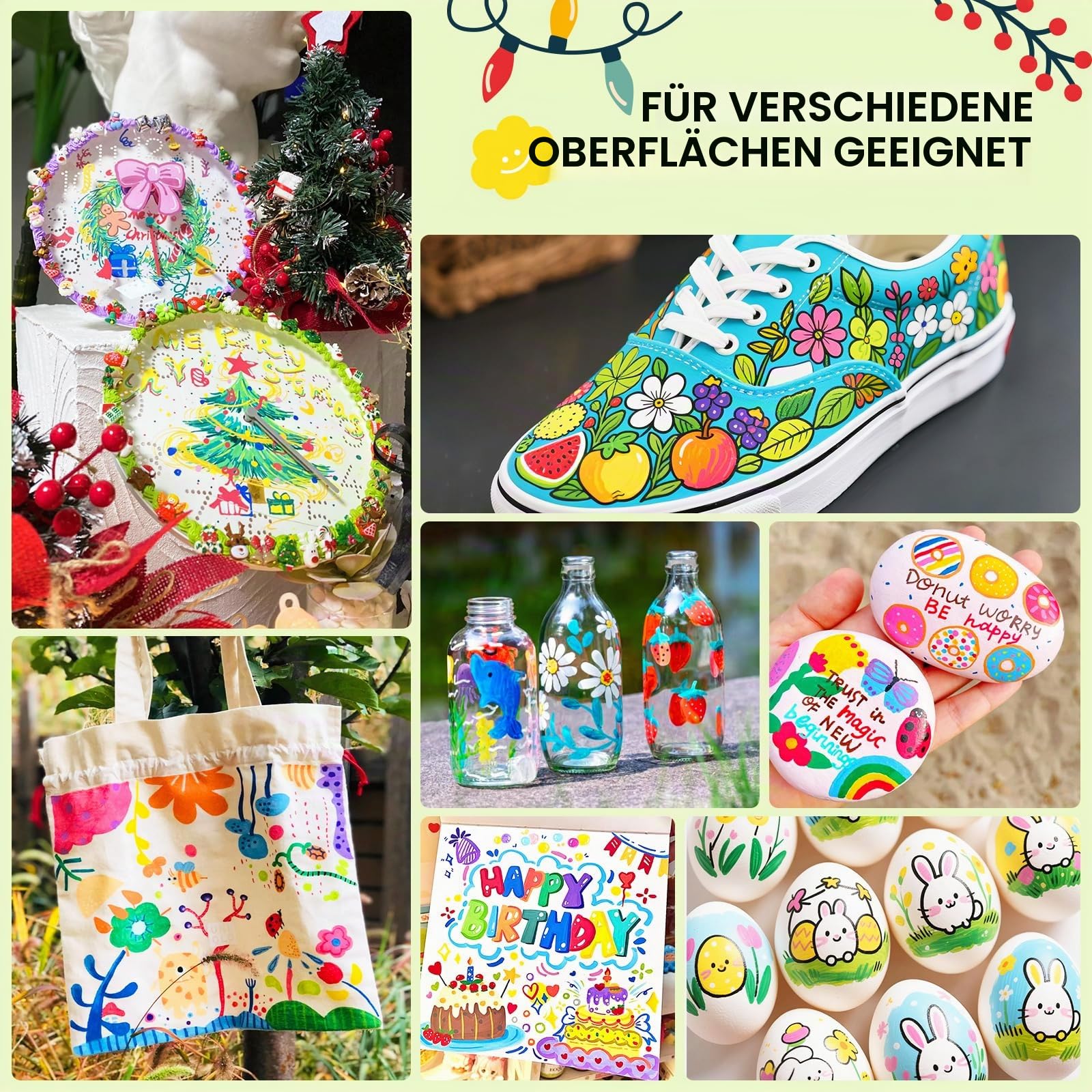 Arrtx Acrylmarker Set 36 Farben mit Pinselspitze für Steine, Holz, Glas, Keramik, Permanent, deckend für Kunst, Rock Painting, DIY
