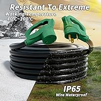 Vista 4 de Cable de extensión RV de 100 pies y 30 amperios para exteriores con mango de agarre, cable de alimentación STW de calibre 10/3 STW resistente al