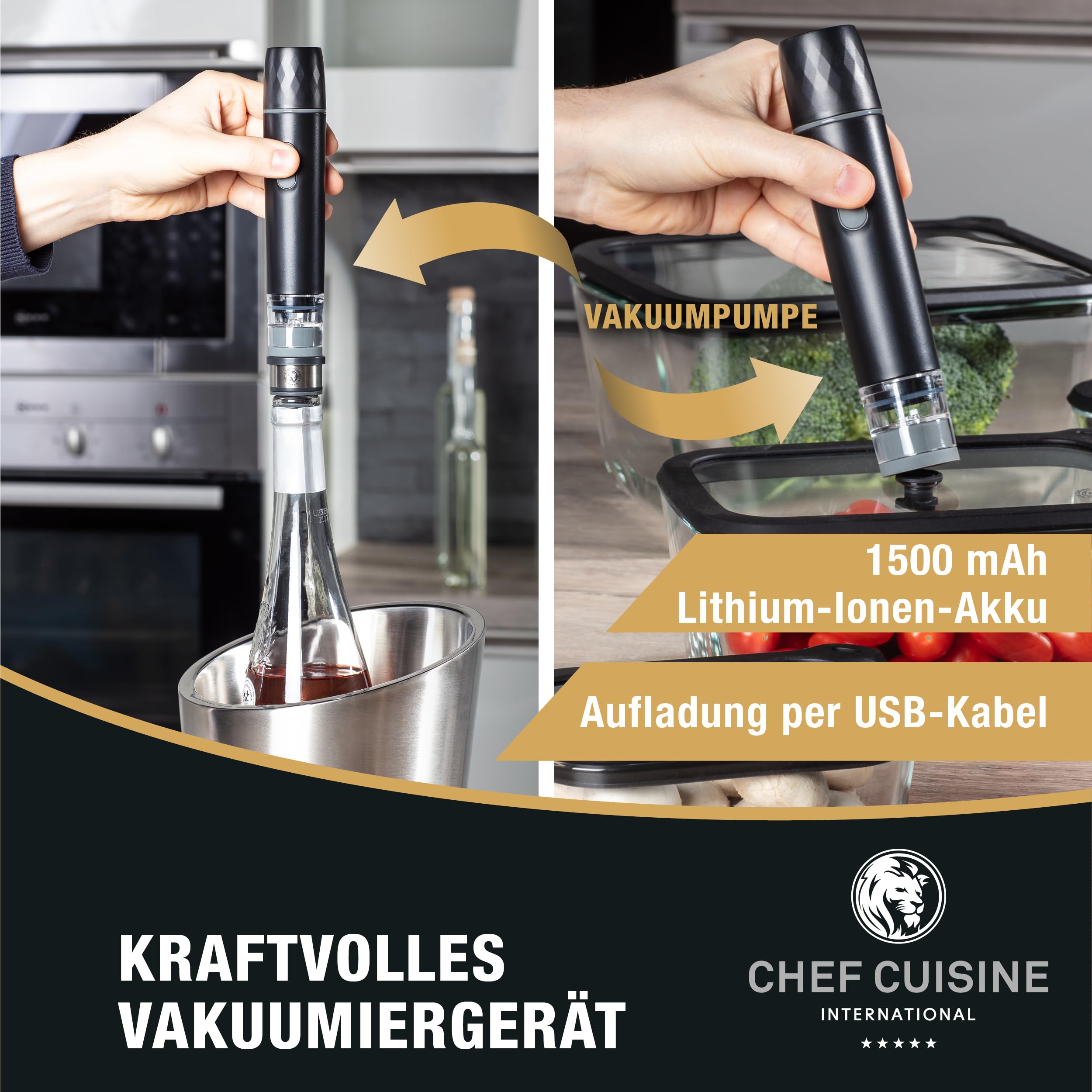 CHEF CUISINE Vakuum Starter-Set Basic, 12-tlg., Glas mit Deckel und Pumpe