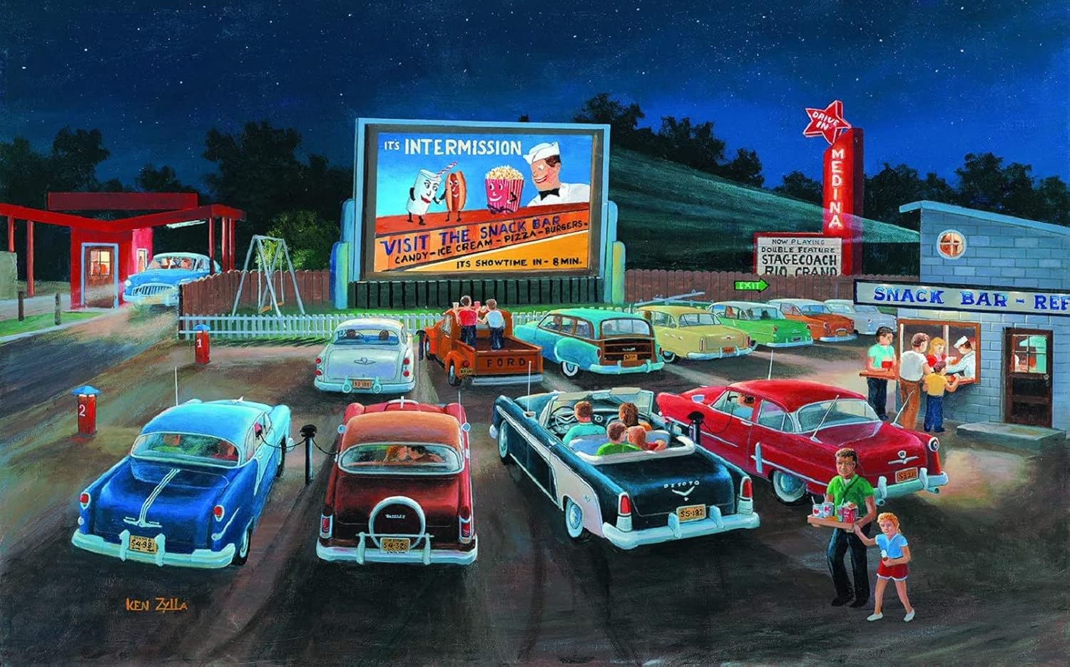 SUNSOUT INC - At the Movies - 300 pc Jigsaw Puzzle by Artist: Ken Zylla - Finished Size 16" x 26" - MPN# 39908