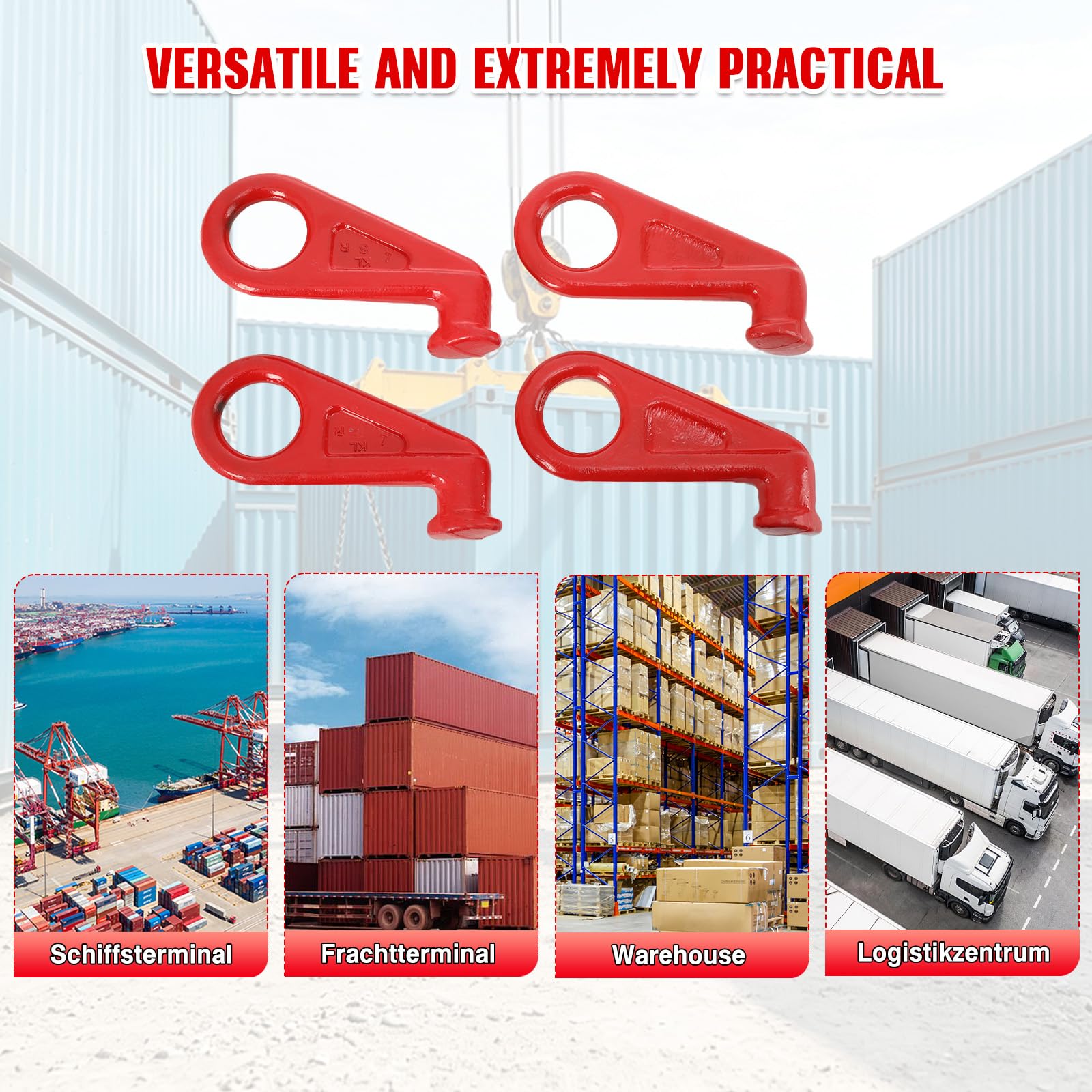 Containerhaken 4 Stück Spezialhaken Für Seecontainer Aus Legierter Stahl 45° Verdickter Hebehaken 12,5 T Tragkraft Haken Für Heben Schwerer Gegenstände Logistikbereich